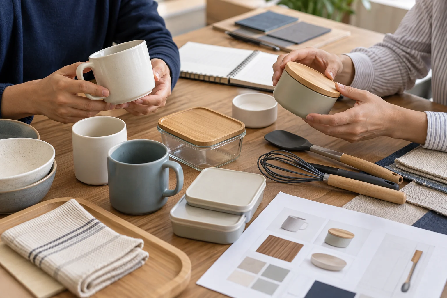Household merchandise samples being evaluated for sourcing